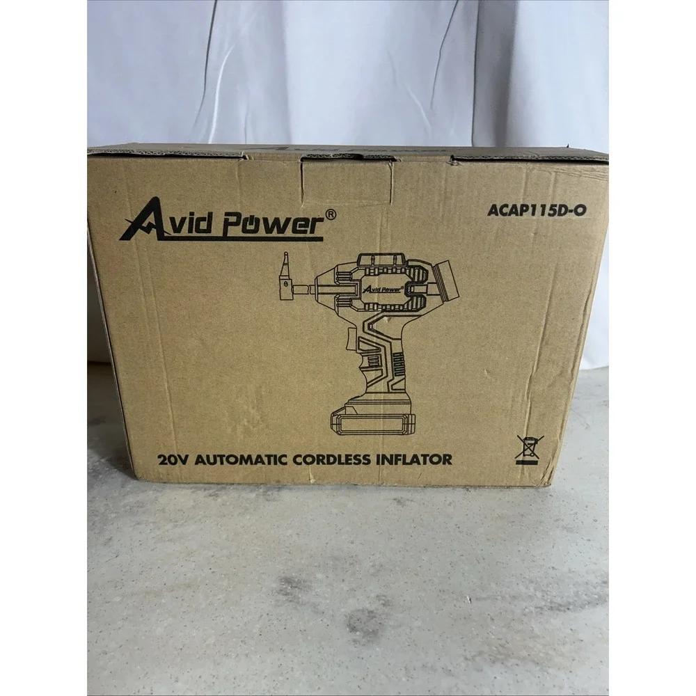 Avid Power 20V Cordless Tire Inflator w/ Digital Gauge & 12V Adapter